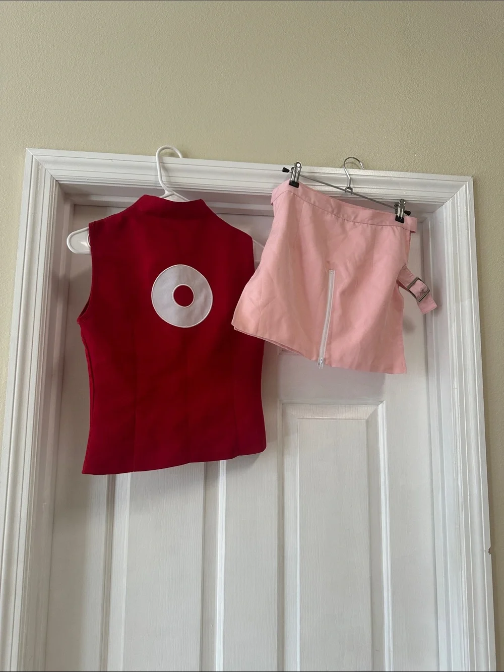 Sakura Haruno Cosplay Costume Kids Pink & Red Zip-Front Skirt and Vest Set